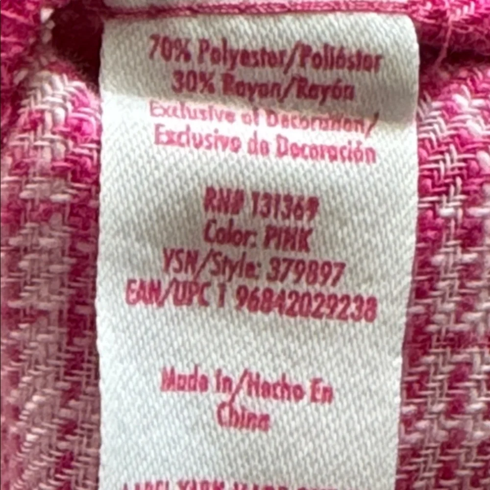 JUSTICE Pink Plaid Button Down Shirt- size 10